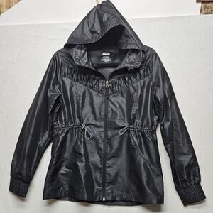 Fila Jacket Womens Small Hooded Windbreaker Full Zip Adjustable Waist Lightweigh